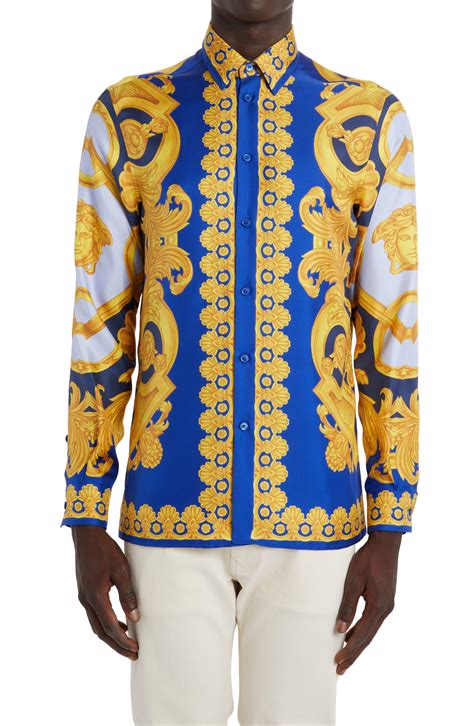 versace mens button up|Versace long sleeve shirt.